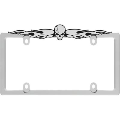 Image showing  Skull, Chrome/Chrome/Black License Plate Frame