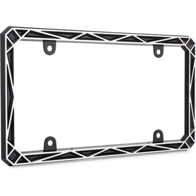 Image showing  Geometric, Black/Chrome License Plate Frame