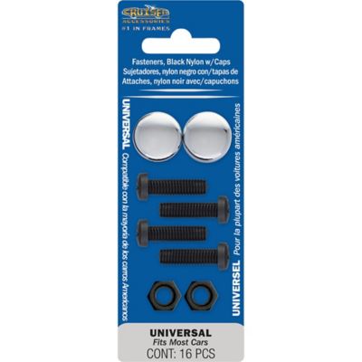 Image showing 1 th Cruiser Accessories Fasteners, Black Nylon with Chrome Caps License Plate Fasteners