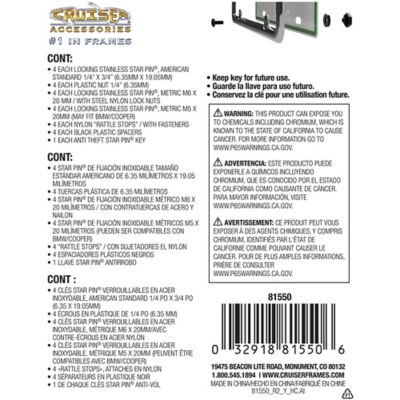 Image showing  Locking Fasteners, Ultimate Kit-Stainless Star Pin, Black PTFE License Plate Fasteners