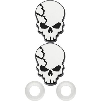 Cruiser Accessories Fastener Caps, Skull, Chrome License Plate Fastener Caps