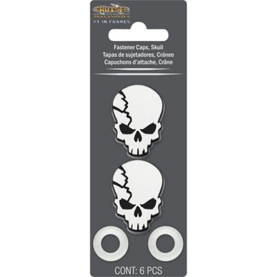 Image showing  Fastener Caps, Skull, Chrome License Plate Fastener Caps