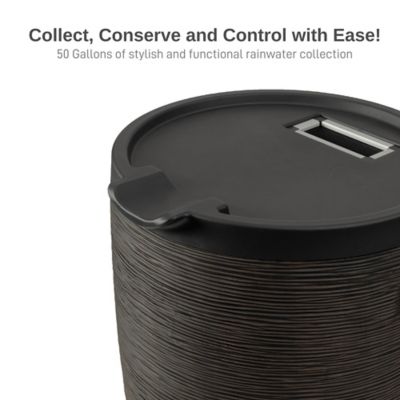 Image showing  50 Gallon Polyethylene Newport Rain Barrel with Removable Lid and Stand
