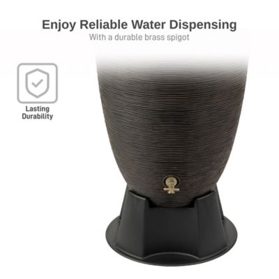 Image showing  50 Gallon Polyethylene Newport Rain Barrel with Removable Lid and Stand