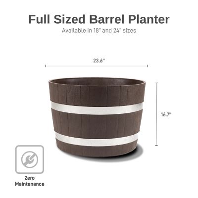 Image showing  24 in. Polyethylene Better Barrel Planter, Walnut Color