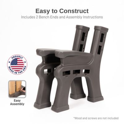Image showing  Custom Length Lightweight Polyethylene Classic Bench Ends with Armrest (Wood and Screws Sold Separately)