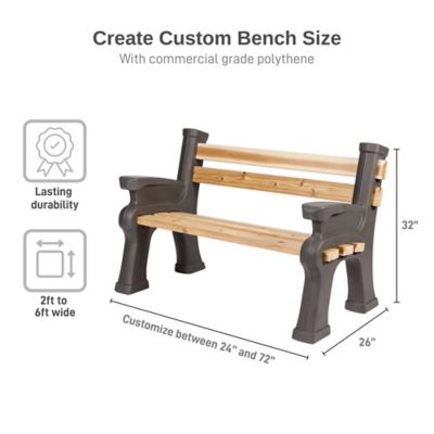 Image showing  Custom Length Lightweight Polyethylene Classic Bench Ends with Armrest (Wood and Screws Sold Separately)
