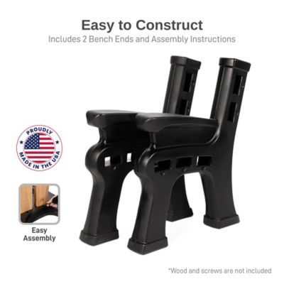 Image showing  Custom Length Lightweight Polyethylene Classic Bench Ends with Armrest (Wood and Screws Sold Separately)