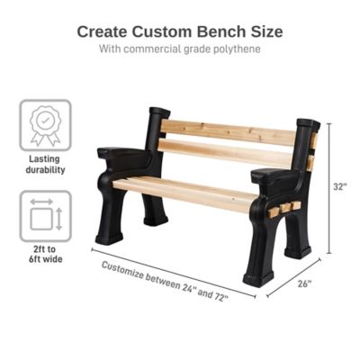 Image showing  Custom Length Lightweight Polyethylene Classic Bench Ends with Armrest (Wood and Screws Sold Separately)
