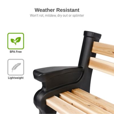 Image showing  Custom Length Lightweight Polyethylene Classic Bench Ends with Armrest (Wood and Screws Sold Separately)