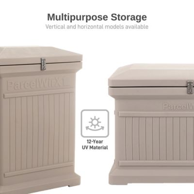 Image showing  ParcelWirx Premium Vertical Large Lockable Package Delivery Box with Hinged Lid, Prestige Pewter Color