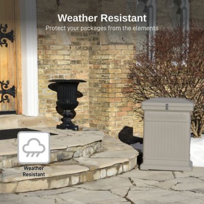 Image showing  ParcelWirx Premium Vertical Large Lockable Package Delivery Box with Hinged Lid, Prestige Pewter Color