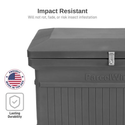 Image showing  ParcelWirx Premium Horizontal Large Lockable Package Delivery Box with Hinged Lid, Graphite Color