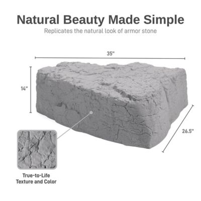 Image showing  Large Polyethylene Landscape Rock Armor Stone Appearance Lightweight 36 L x 27 W x 14 in. H Left Triangle