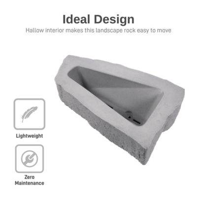 Image showing  Large Polyethylene Landscape Rock Armor Stone Appearance Lightweight 36 L x 27 W x 14 in. H Left Triangle