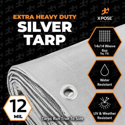 Image showing  Poly Tarp Extra Heavy Duty 12 Mil Silver 30 ft. x 50 ft.