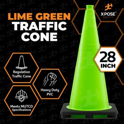Image showing  6 Pack PVC Multi-Purpose Safety Traffic Lime Green 28 in.