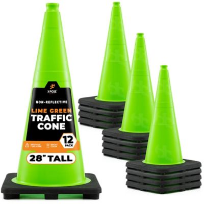 Xpose Safety 12 Pack PVC Multi-Purpose Safety Traffic Lime Green 28 in.