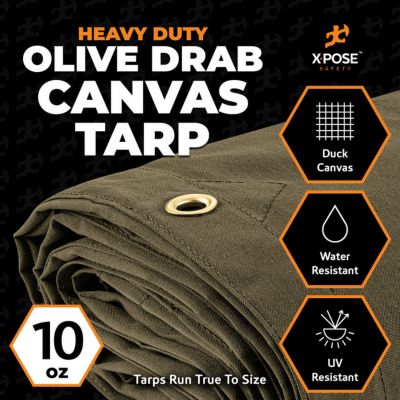 Image showing  Canvas Tarp 10 oz Olive Drab 20 ft. x 40 ft.