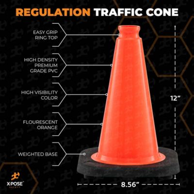Image showing  6 Pack PVC Multi-Purpose Safety Traffic Cone Orange 12 in.