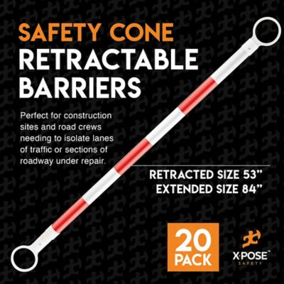 Image showing  20 Pack Retractable Barrier for Traffic Cones White/Orange 53 in. to 84 in.