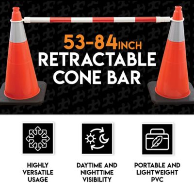 Image showing  20 Pack Retractable Barrier for Traffic Cones White/Orange 53 in. to 84 in.