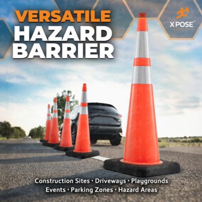 Image showing 5 th Xpose Safety 12 Pack 12 lbs base Slim Line 6 in. and 4 in. Collar PVC Multi-Purpose Safety Traffic Cone Orange 36 in.