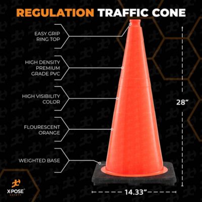 Image showing  48 Pack PVC Multi-Purpose Safety Traffic Cone Orange 28 in.