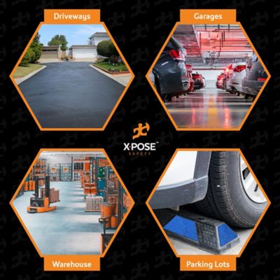 Image showing 6 th Xpose Safety 2 Pack 4 in. Tall Parking Block Stop Black/Blue 72 in.