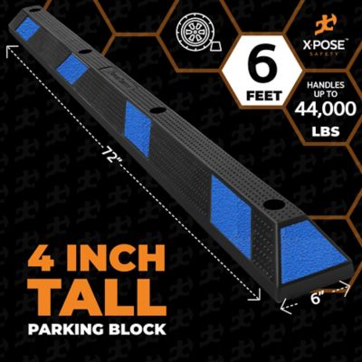 Image showing  6 Pack 4 in. tall Parking Block Stop Black/Blue 72 in.