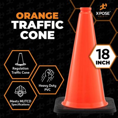 Image showing  12 Pack PVC Multi-Purpose Safety Traffic Cone Orange 18 in.