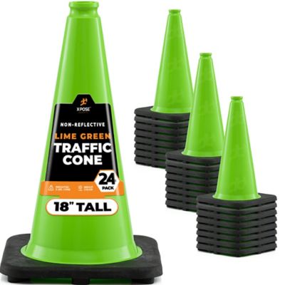 Xpose Safety 24 Pack PVC Multi-Purpose Safety Traffic Lime Green 18 in.