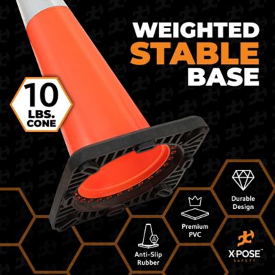 Image showing  12 Pack Slim Line 6 in. and 4 in. Collar PVC Multi-Purpose Safety Traffic Cone Orange 36 in.