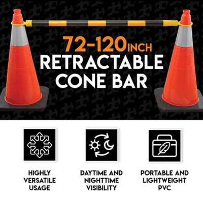 Image showing  20 Pack Retractable Barrier for Traffic Cones Black/Yellow 72 in. to 120 in.