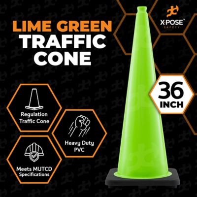 Image showing  4 Pack PVC Multi-Purpose Safety Traffic Lime Green 36 in.