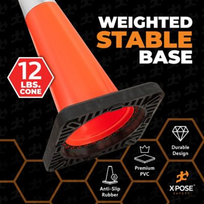 Image showing  48 Pack 12 lbs base Slim Line 6 in. and 4 in. Collar PVC Multi-Purpose Safety Traffic Cone Orange 36 in.