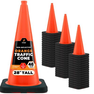 Xpose Safety 48 Pack 10 lbs base PVC Multi-Purpose Safety Traffic Cone Orange 28 in.