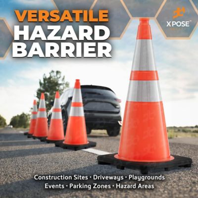 Image showing  8 Pack 15 lbs base 6 in. and 4 in. collar PVC Multi-Purpose Safety Traffic Cone Orange 36 in.