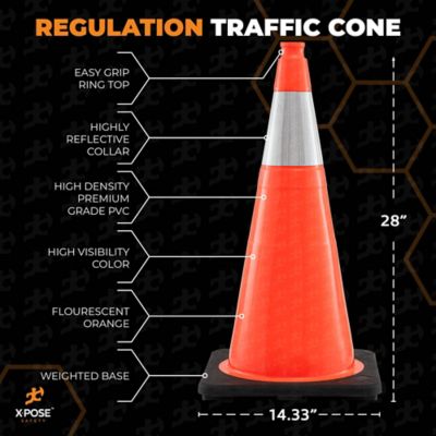Image showing  12 Pack 6 in. collar PVC Multi-Purpose Safety Traffic Cone Orange 28 in.