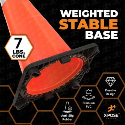 Image showing  12 Pack 6 in. collar PVC Multi-Purpose Safety Traffic Cone Orange 28 in.
