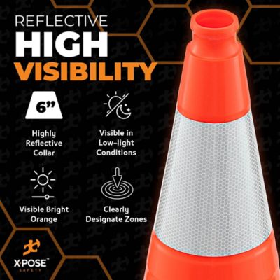Image showing  12 Pack 6 in. collar PVC Multi-Purpose Safety Traffic Cone Orange 28 in.