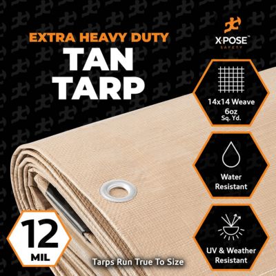 Image showing  Poly Tarp Extra Heavy Duty 12 Mil Tan 50 ft. x 50 ft.