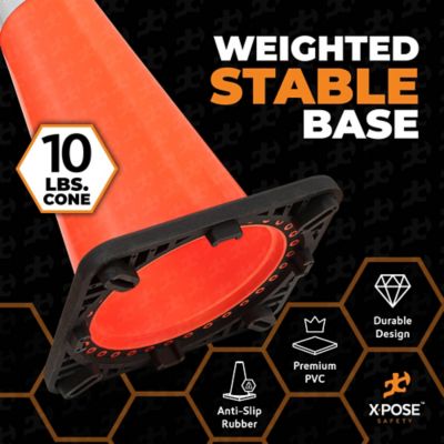 Image showing  12 Pack 6 in. and 4 in. Collar PVC Multi-Purpose Safety Traffic Cone Orange 36 in.