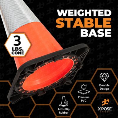 Image showing  48 Pack 6 in. Collar PVC Multi-Purpose Safety Traffic Cone Orange 18 in.