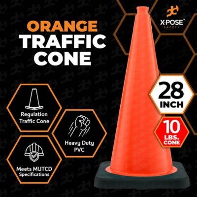 Image showing  6 Pack 10 lbs base PVC Multi-Purpose Safety Traffic Cone Orange 28 in.