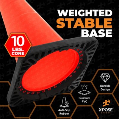 Image showing  6 Pack 10 lbs base PVC Multi-Purpose Safety Traffic Cone Orange 28 in.