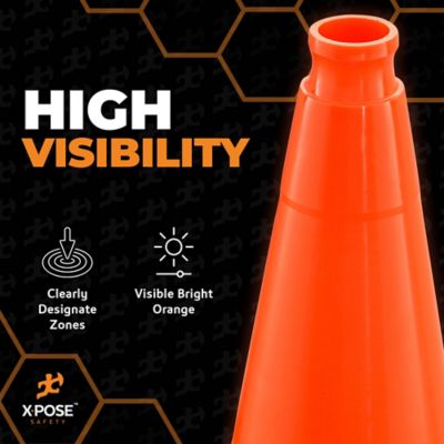 Image showing  6 Pack 10 lbs base PVC Multi-Purpose Safety Traffic Cone Orange 28 in.