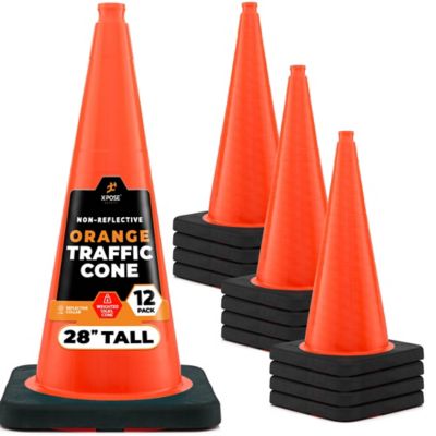 Xpose Safety 12 Pack 10 lbs base PVC Multi-Purpose Safety Traffic Cone Orange 28 in.