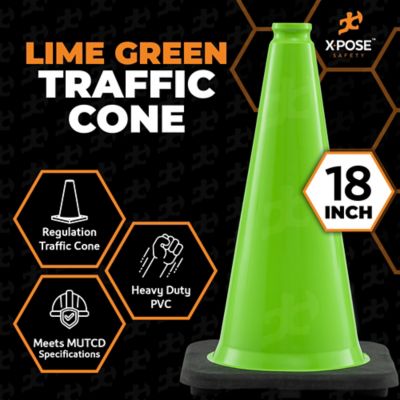 Image showing  48 Pack PVC Multi-Purpose Safety Traffic Lime Green 18 in.