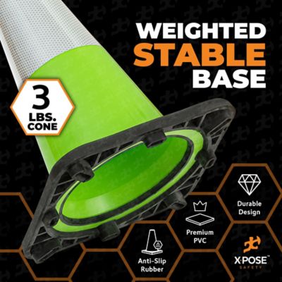 Image showing  24 Pack 6 in. collar PVC Multi-Purpose Safety Traffic Cone Lime Green 18 in.